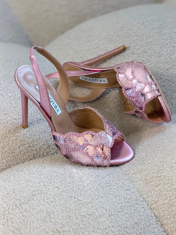 Aquazzura Ce Soir Sequined Leather Slingback Sandals