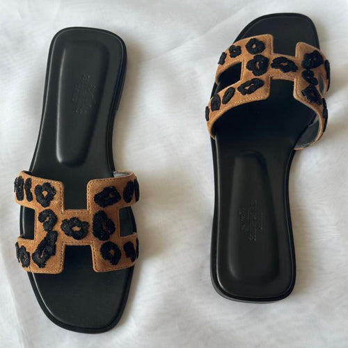 Hermes Oran Sandals in Moire Calfskin