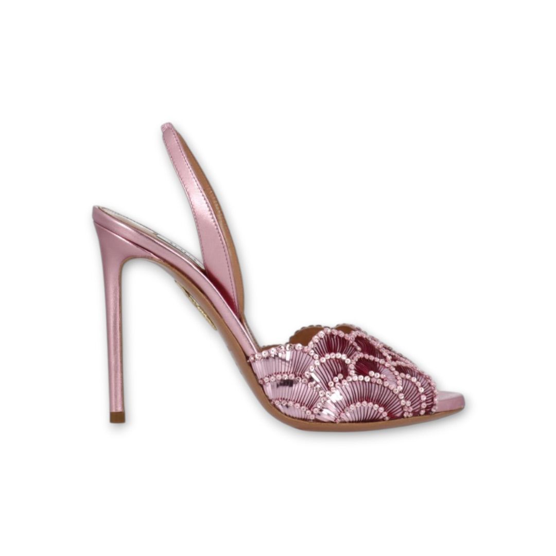 Aquazzura Ce Soir Sequined Leather Slingback Sandals