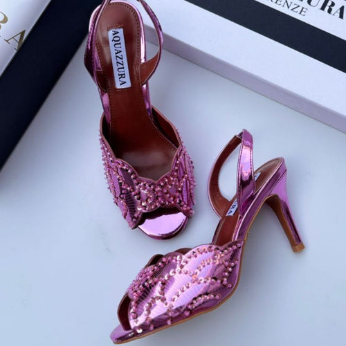 Aquazzura Ce Soir Sequined Leather Slingback Sandals
